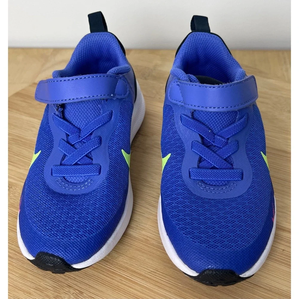 00459 - Kids Nike Revolution Ultramarine/Lime Sneakers‎ Toddler Size 9C